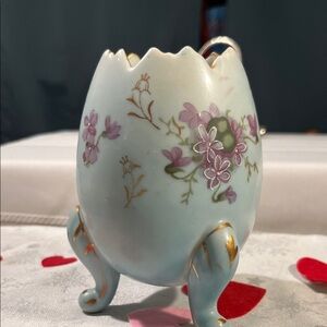 Floral Decorative Egg with Gold Accents